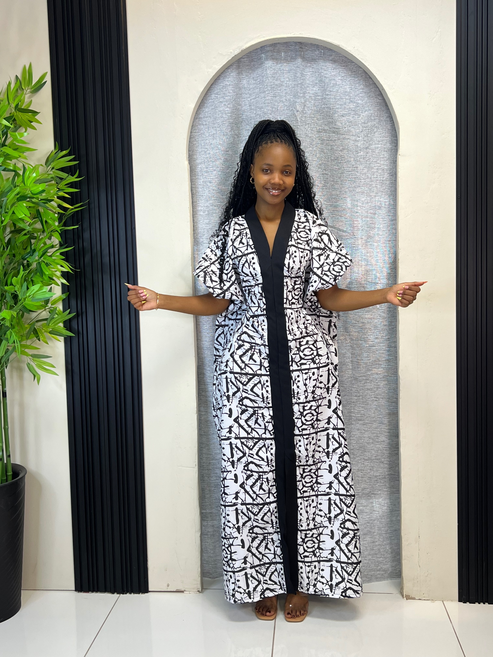 The Zuri Adire Kimono Maxi Dress - Image 2
