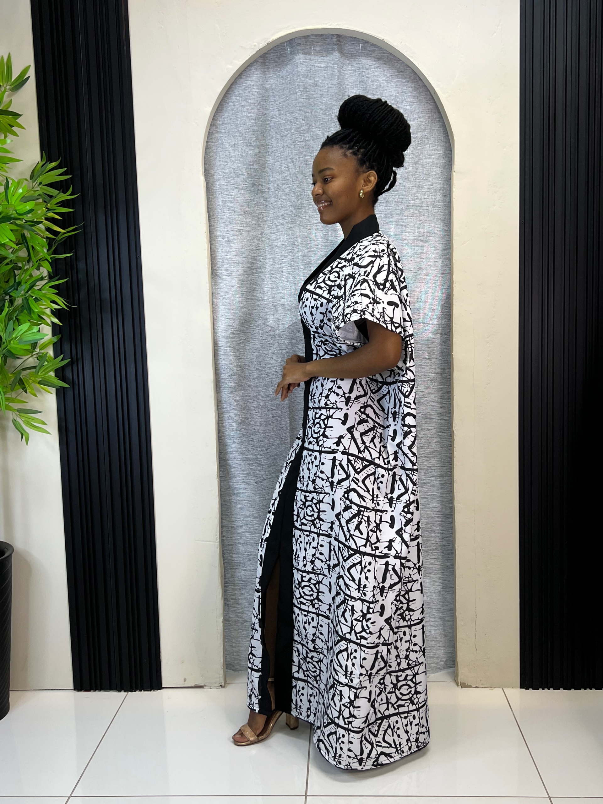 The Zuri Adire Kimono Maxi Dress - Image 3