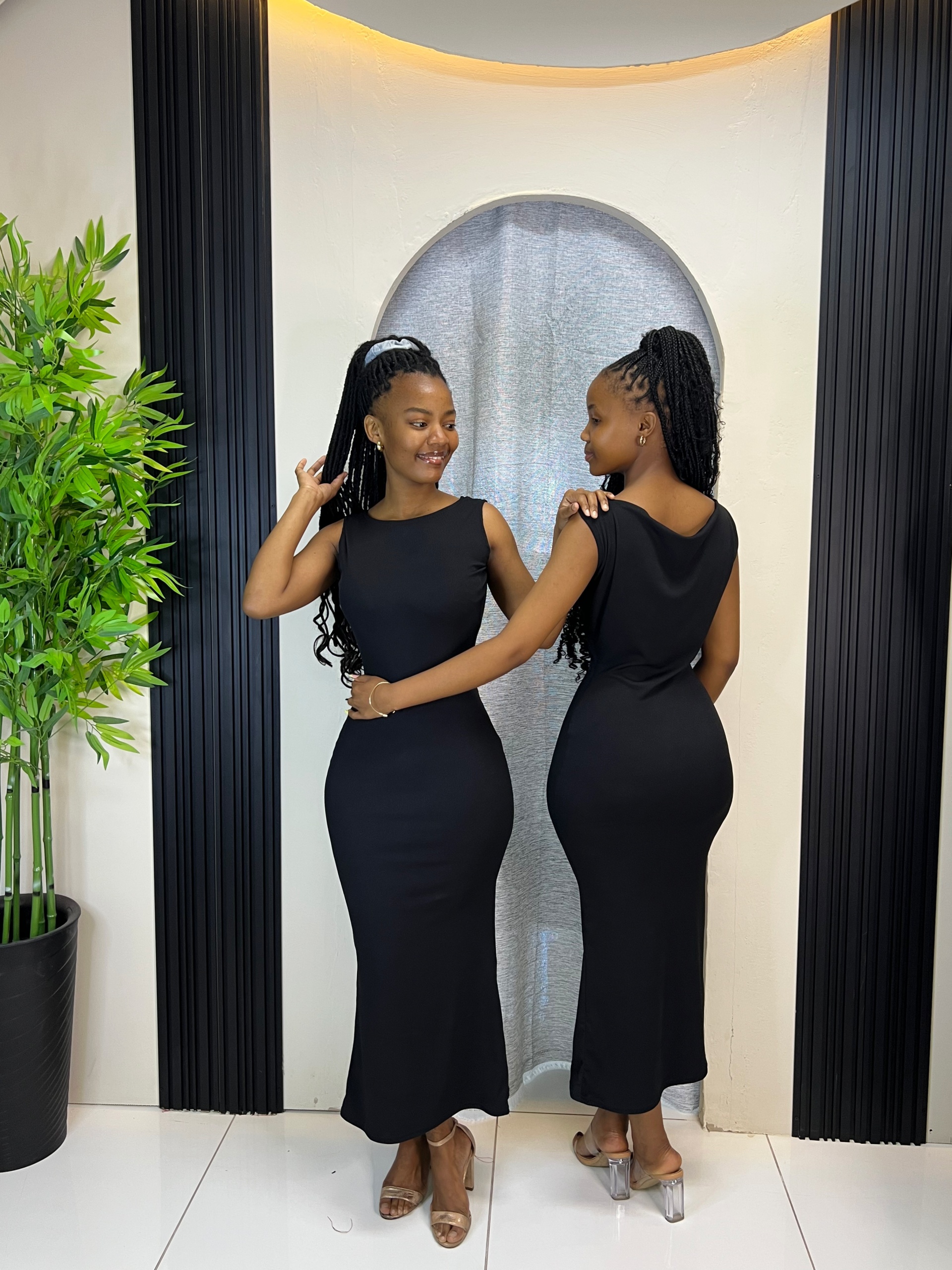 The Noir Essential Cowl-Back Maxi Dress - Image 2