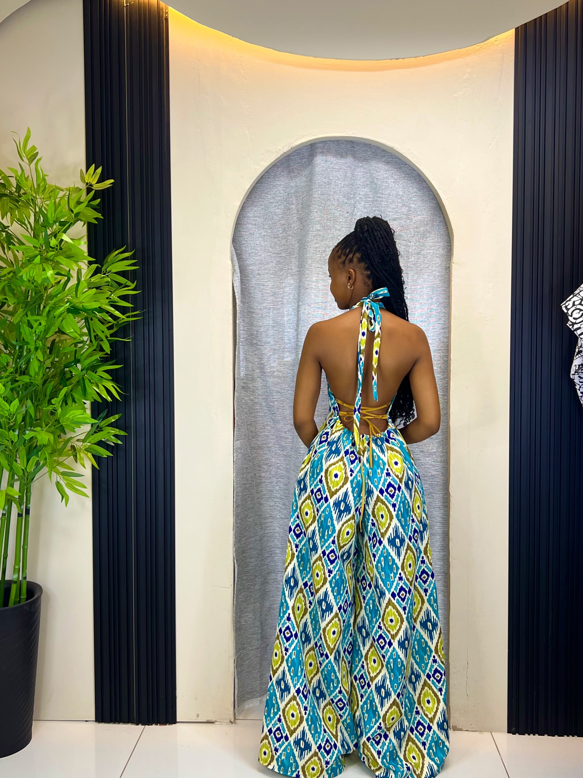The Oasis Ikat Halter Wide-Leg Jumpsuit - Image 2