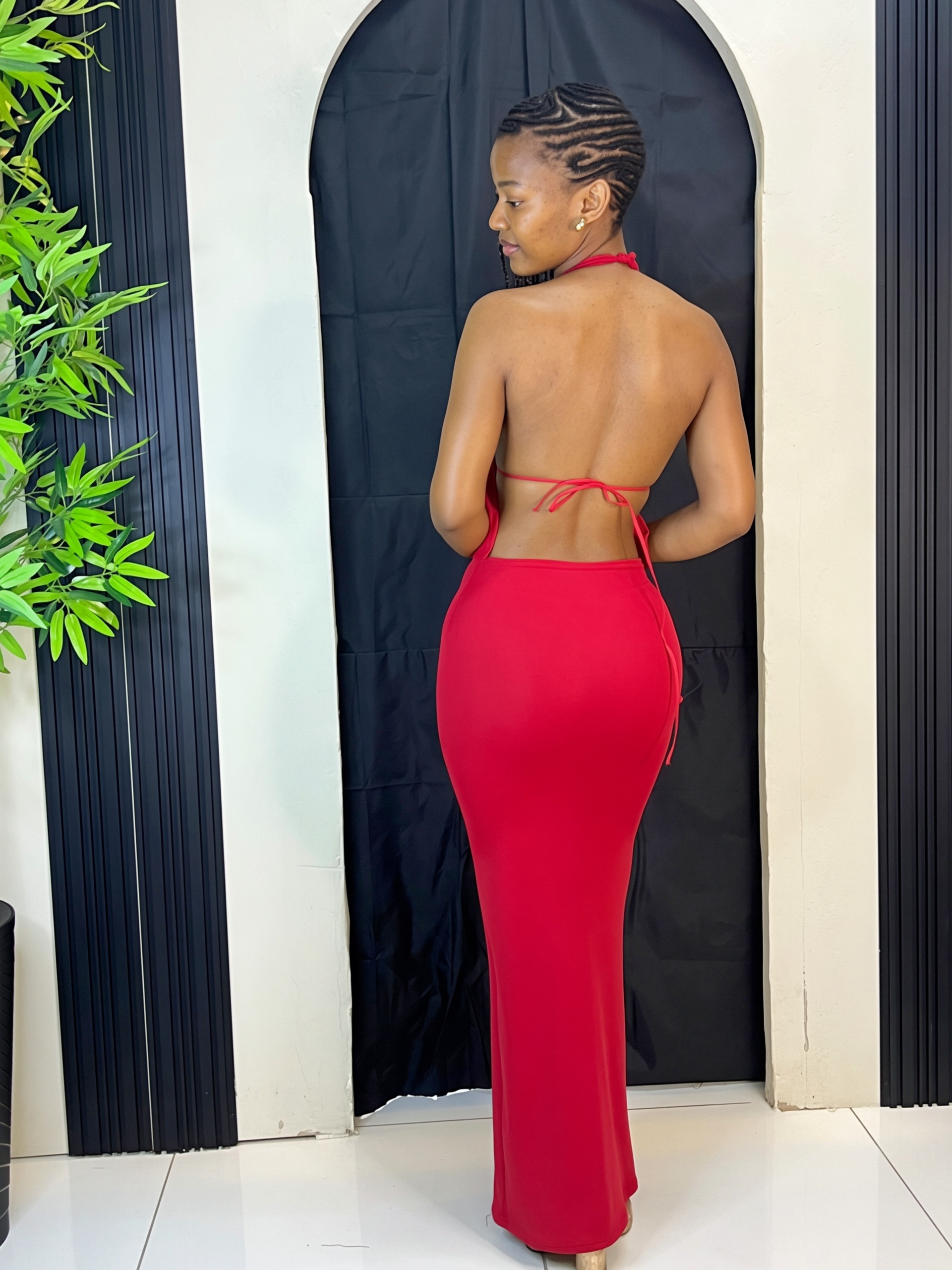 Valentina Halter Peplum Maxi Set - Red - Image 2
